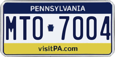 PA license plate MTO7004