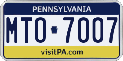 PA license plate MTO7007