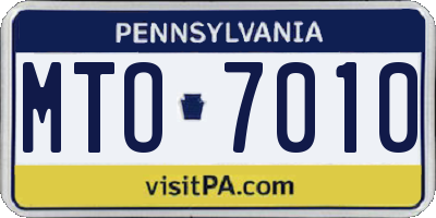 PA license plate MTO7010