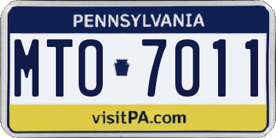 PA license plate MTO7011