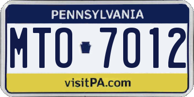 PA license plate MTO7012
