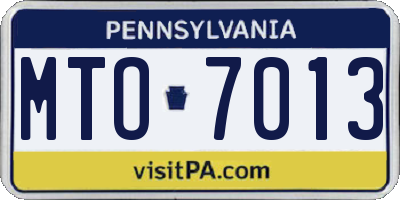 PA license plate MTO7013