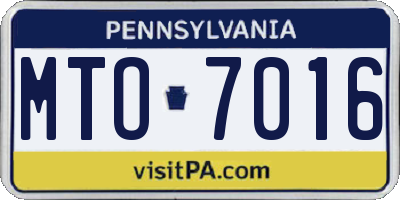 PA license plate MTO7016