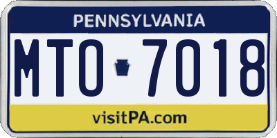PA license plate MTO7018