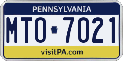 PA license plate MTO7021