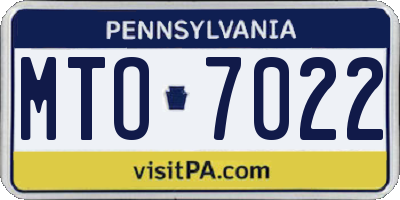 PA license plate MTO7022
