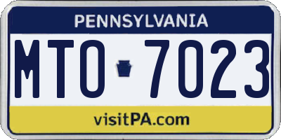 PA license plate MTO7023