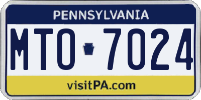 PA license plate MTO7024