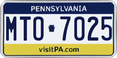 PA license plate MTO7025