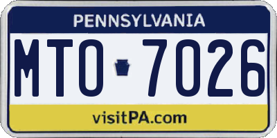 PA license plate MTO7026