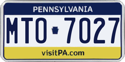 PA license plate MTO7027
