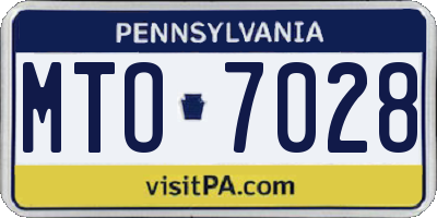 PA license plate MTO7028