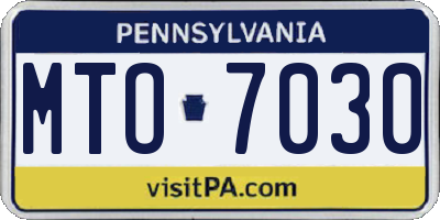 PA license plate MTO7030