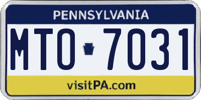 PA license plate MTO7031