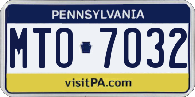 PA license plate MTO7032