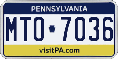 PA license plate MTO7036