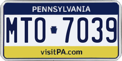 PA license plate MTO7039
