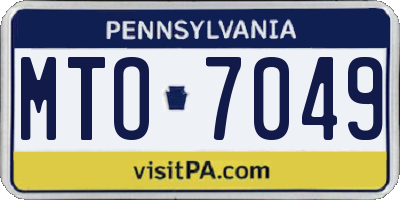PA license plate MTO7049