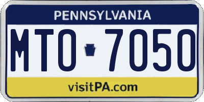 PA license plate MTO7050
