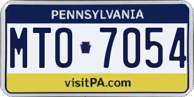 PA license plate MTO7054