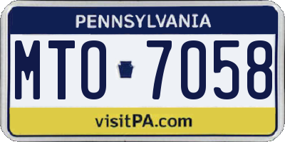 PA license plate MTO7058