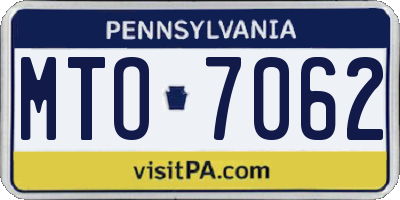 PA license plate MTO7062