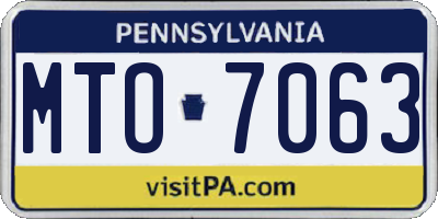 PA license plate MTO7063