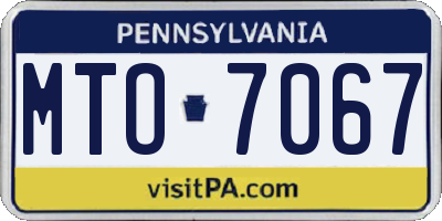 PA license plate MTO7067