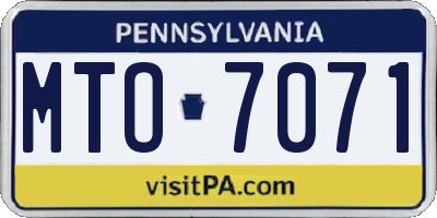PA license plate MTO7071