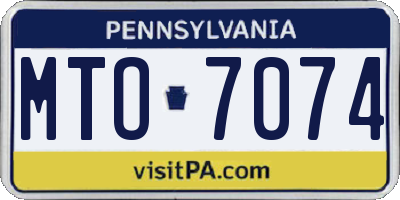 PA license plate MTO7074