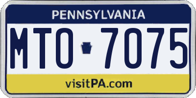 PA license plate MTO7075