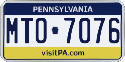 PA license plate MTO7076