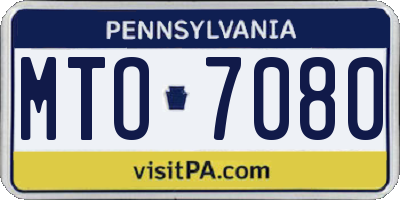 PA license plate MTO7080
