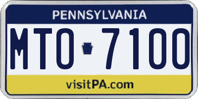 PA license plate MTO7100