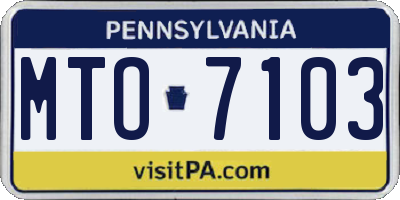 PA license plate MTO7103