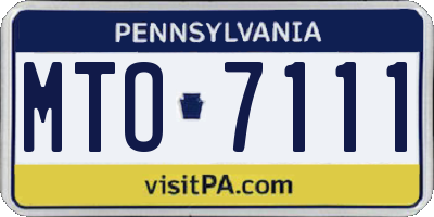 PA license plate MTO7111