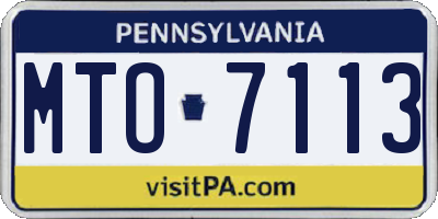 PA license plate MTO7113