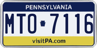 PA license plate MTO7116