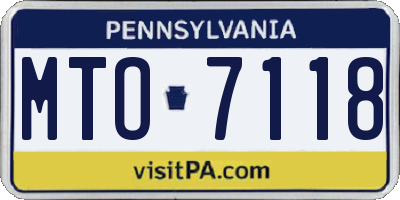 PA license plate MTO7118
