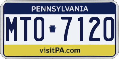 PA license plate MTO7120