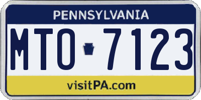 PA license plate MTO7123