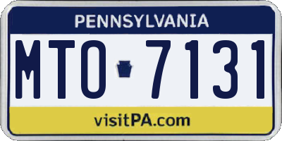 PA license plate MTO7131
