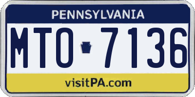 PA license plate MTO7136