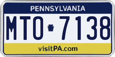 PA license plate MTO7138