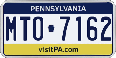 PA license plate MTO7162