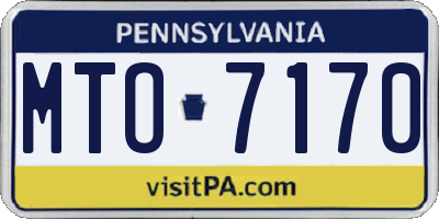 PA license plate MTO7170