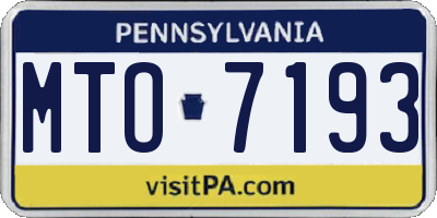 PA license plate MTO7193