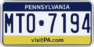PA license plate MTO7194
