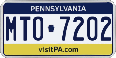 PA license plate MTO7202