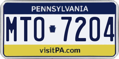 PA license plate MTO7204